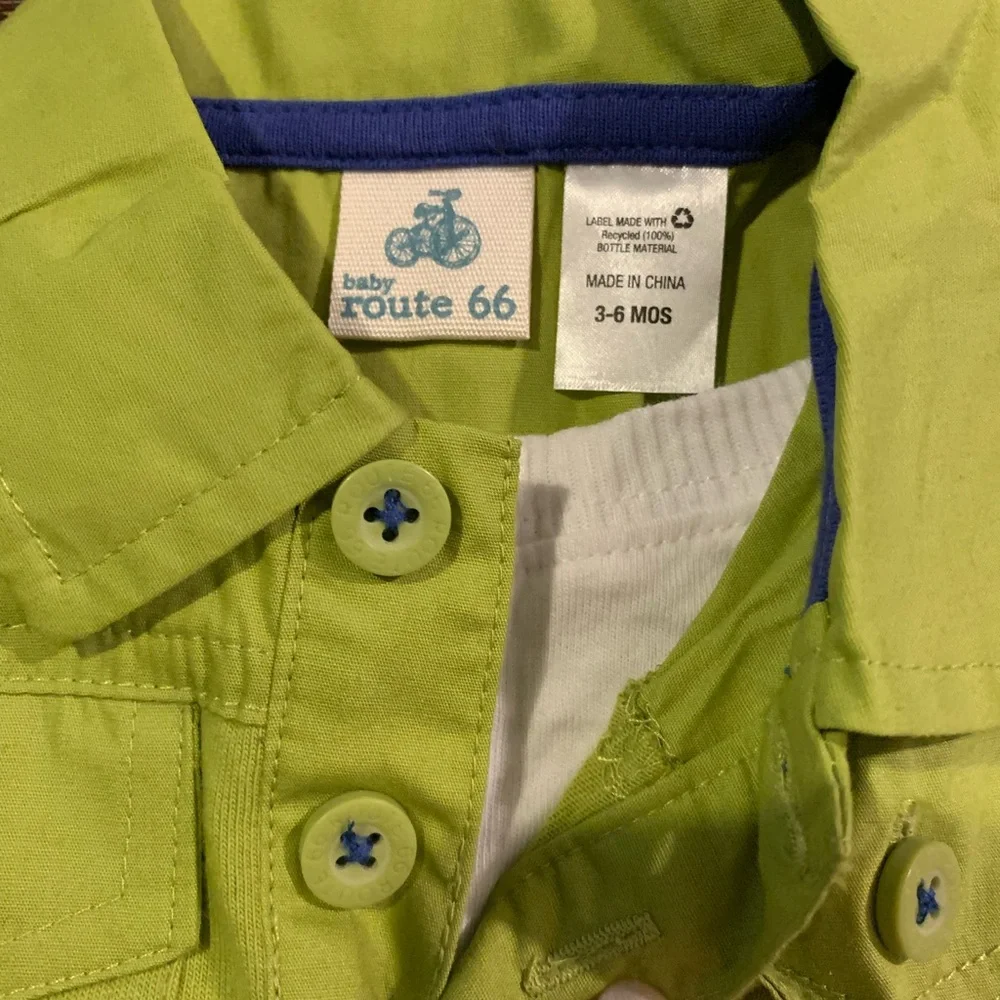 Baby‎ Boys Route 66  Button Short Sleeve Shirt Top Beach Patrol New Size 3-6 MO
